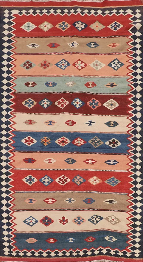 Striped Geometric Kilim Qashqai Persian Area Rug 5x10