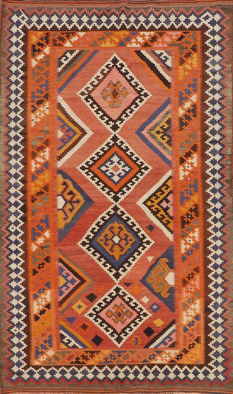 Vegetable Dye Kilim Qashqai Persian Area Rug 5x9