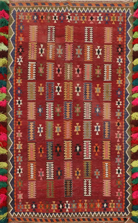 Vegetable Dye Antique Kilim Qashqai Persian Rug 5x8
