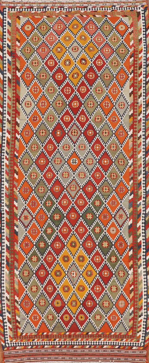 Vegetable Dye Kilim Persian Runner Rug 4x12