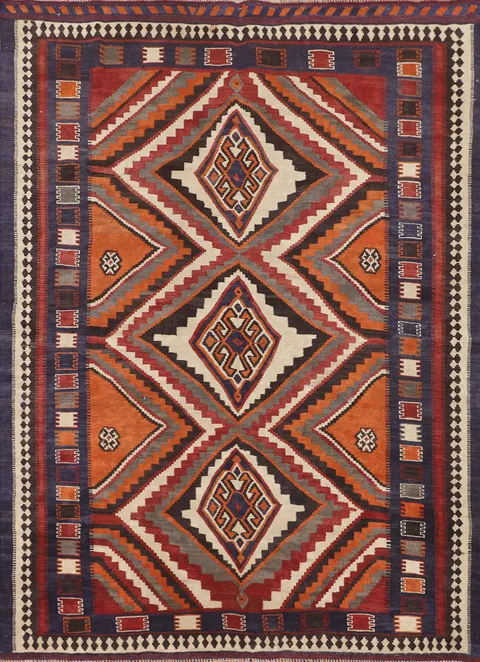 Vegetable Dye Kilim Qashqai Persian Rug 5x7