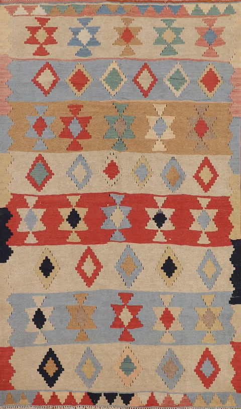 Striped Geometric Kilim Persian Area Rug 5x8