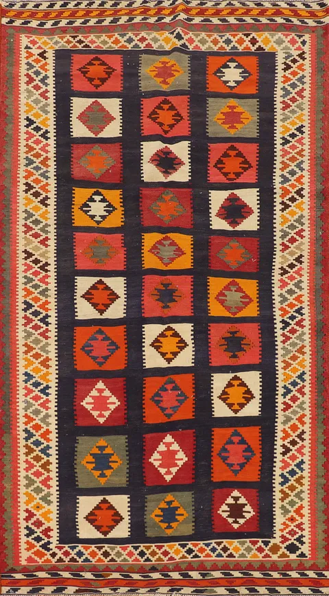 Vegetable Dye Blue Kilim Qashqai Persian Area Rug 5x9