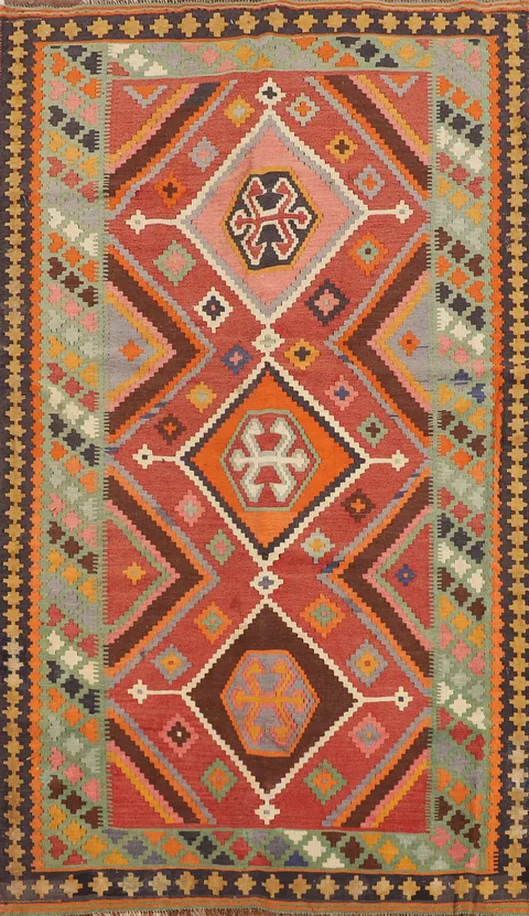 Vegetable Dye Kilim Qashqai Persian Area Rug 5x9