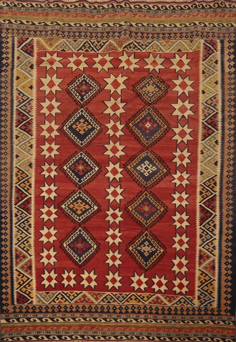 Vegetable Dye Kilim Qashqai Persian Area Rug 6x8