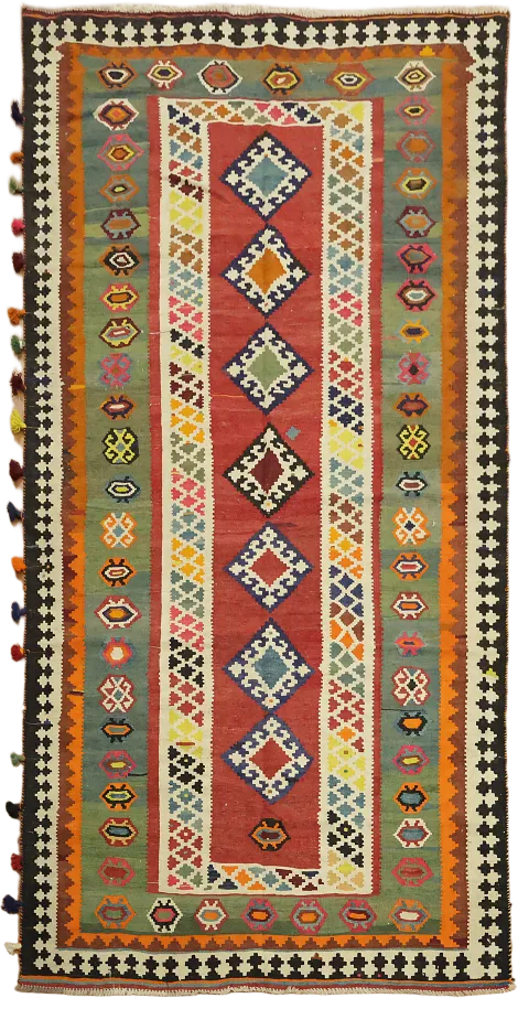 Vegetable Dye Wool Kilim Qashqai Persian Area Rug 5x10