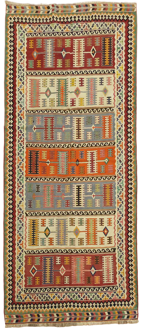 Antique Wool Vegetable Dye Kilim Qashqai Persian Rug 5x10