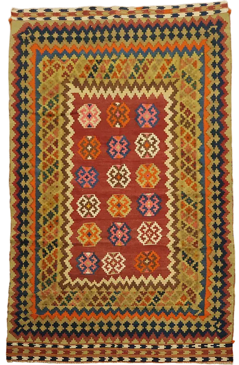 Flat Weave Kilim Qashqai Persian Vegetable Dye Rug 5x8