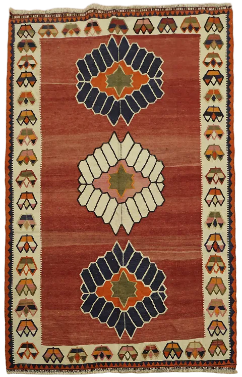Flat Weave Vegetable Dye Kilim Qashqai Persian Rug 5x8