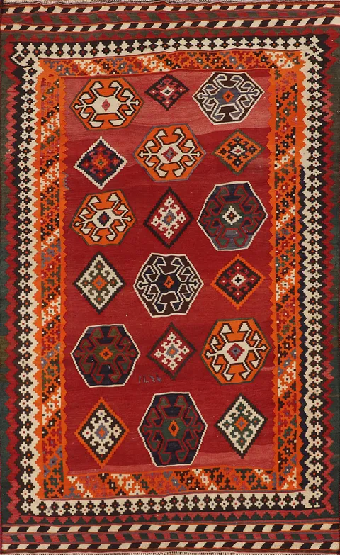 Vegetable Dye Kilim Qashqai Persian Area Rug 5x8