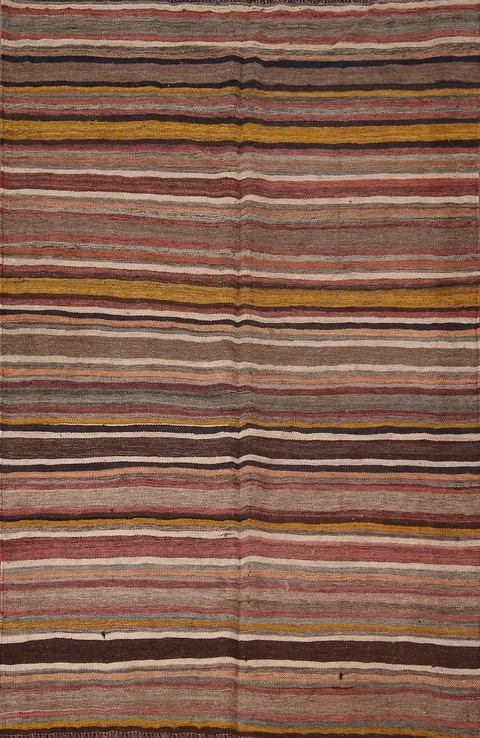 All-Over Striped Kilim Persian Accent Rug 5x7