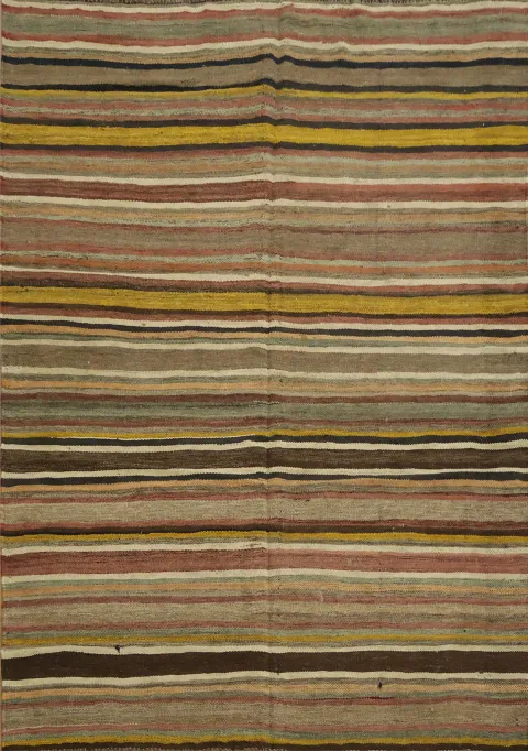 All-Over Striped Kilim Persian Accent Rug 5x7