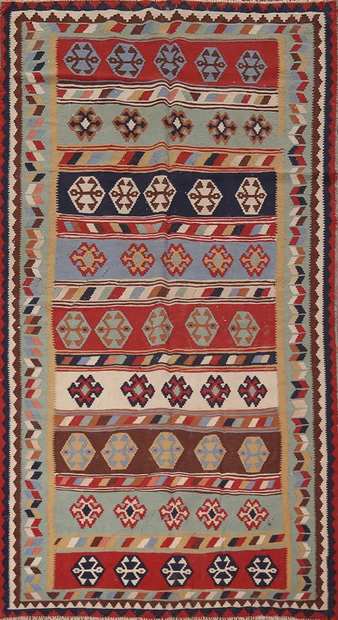 Vegetable Dye Kilim Qashqai Persian Area Rug 5x9