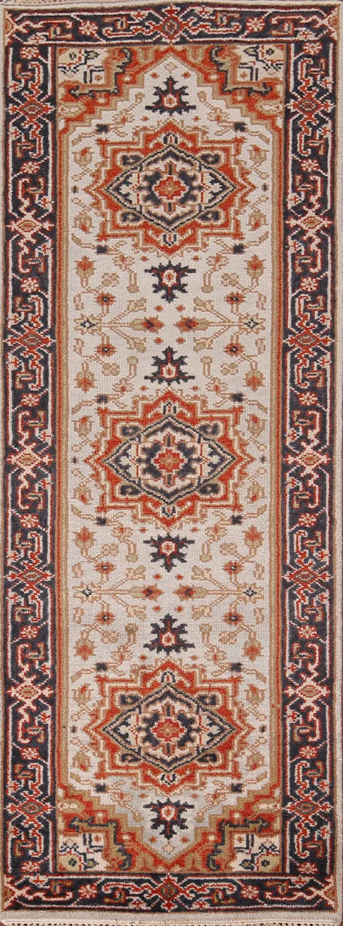 Geometric Heriz Serapi Oriental Runner Rug 3x8