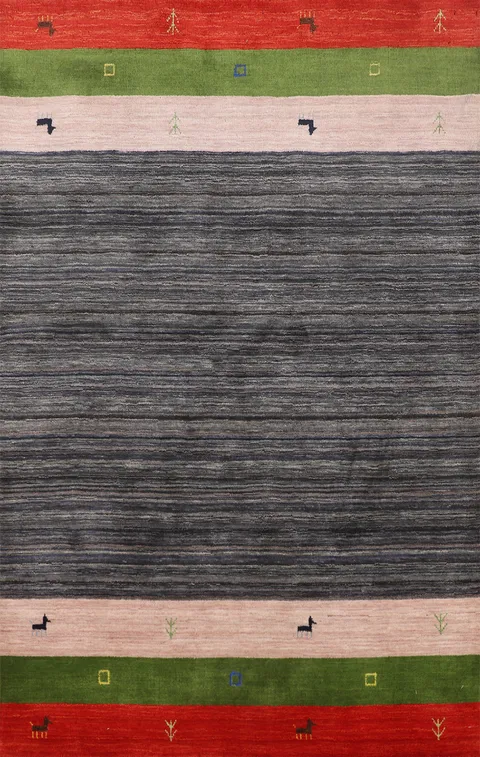 Striped Wool Tribal Gabbeh Oriental Rug 4x6