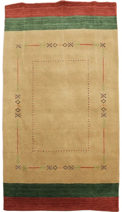 Striped Wool Gabbeh Indian Accent Rug 4x6