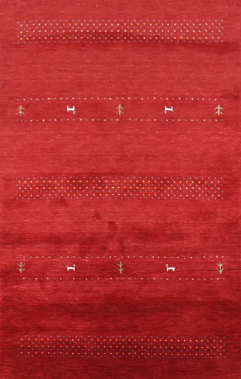 Tribal Red Wool Gabbeh Oriental Area Rug 5x8