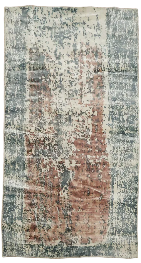 Distressed Abstract Area Rug 3'x5'