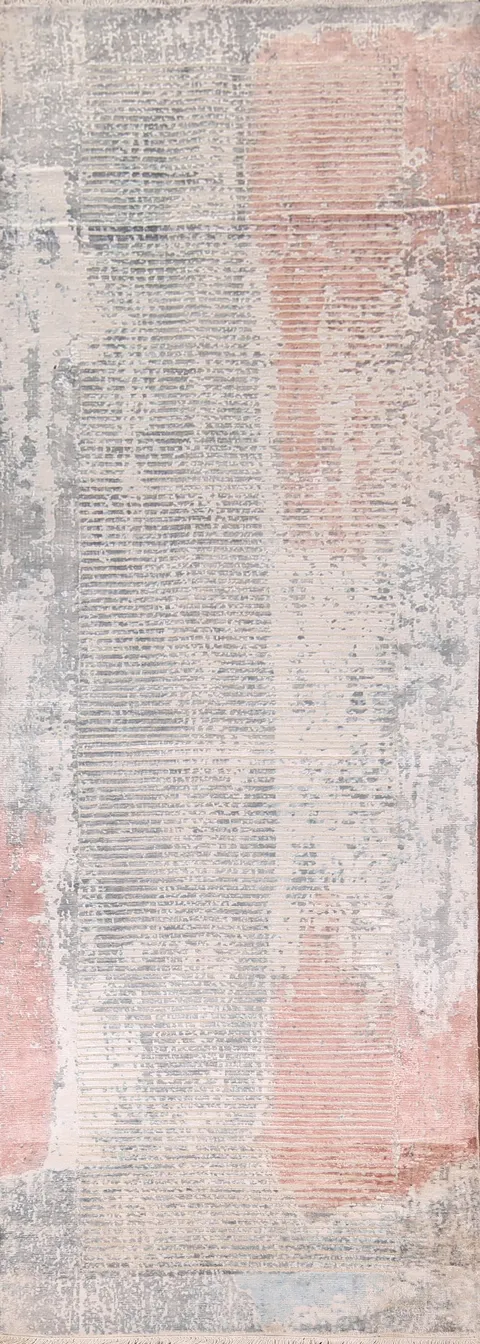 Striped Wool Abstract Indian Runner Rug 3x10