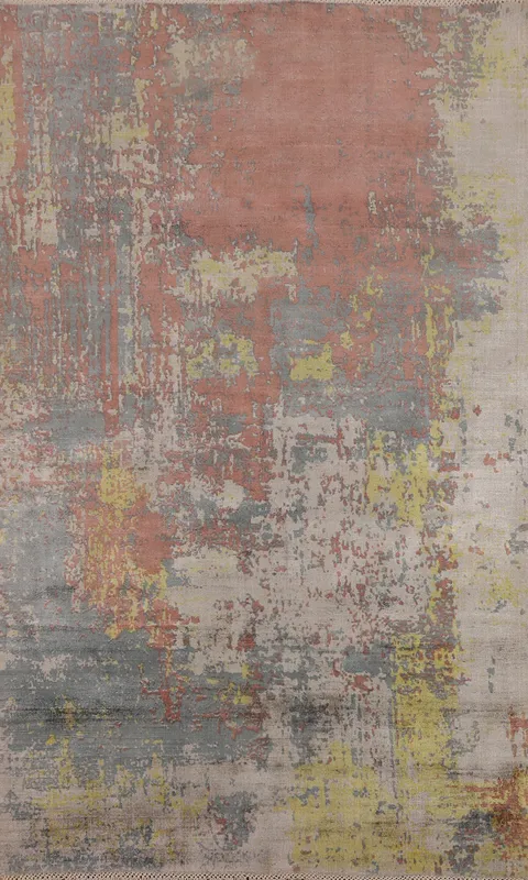 Multicolor Wool Abstract Modern Area Rug 5x8