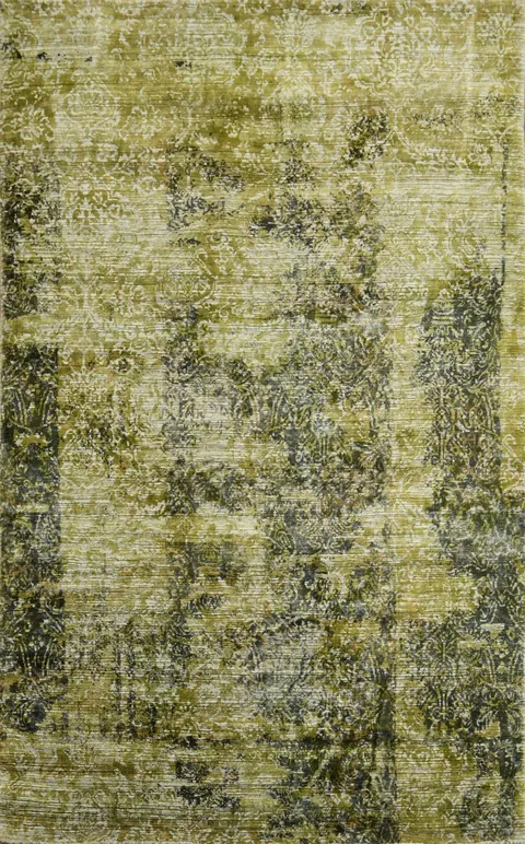 Contemporary Abstract Distressed Look Green Area Rug 5x8 ft