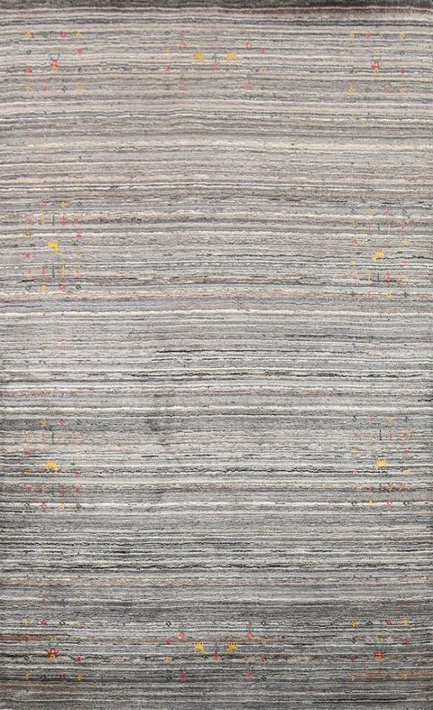Striped Wool Gabbeh Oriental Area Rug 5x8