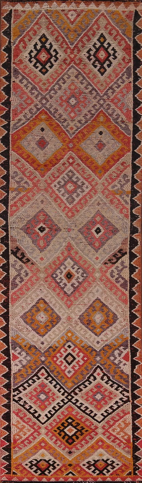Vintage Wool Oushak Turkish Runner Rug 3x12