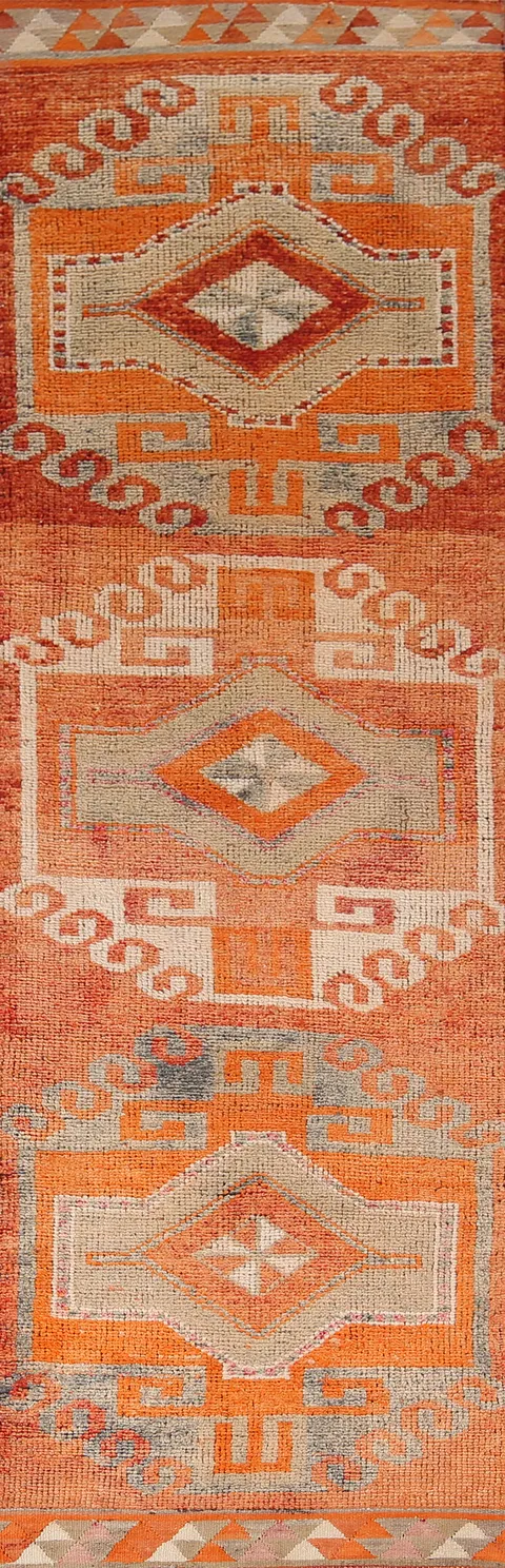 Geometric Wool Oushak Oriental Runner Rug 3x12