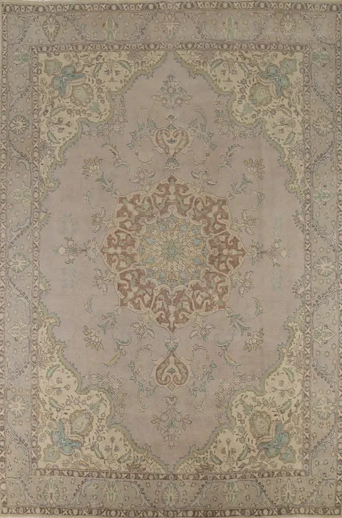 Handmade Wool Vintage Tabriz Persian Area Rug 9x13