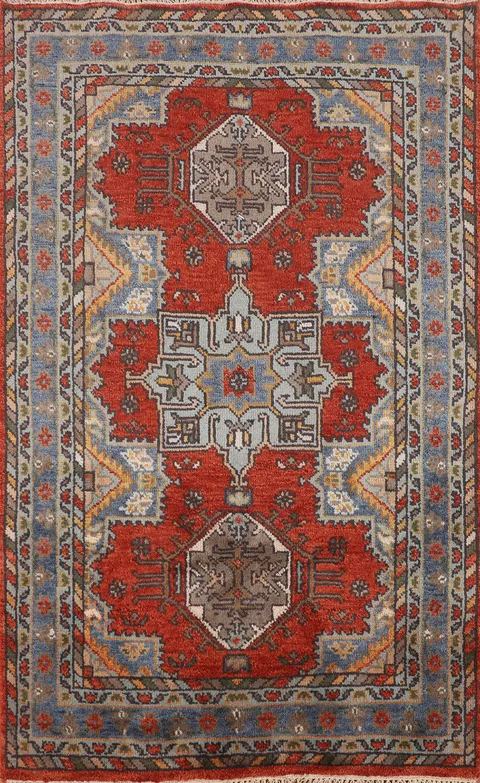 Orange Geometric Heriz Serapi Oriental Rug 3x6