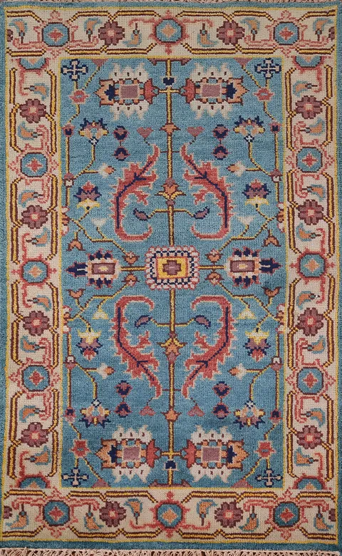 Light Blue Handmade Oushak Indian Accent Rug 3x5