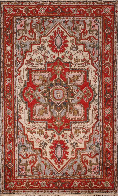 Hand-Knotted Wool Heriz Serapi Oriental Rug 4x6