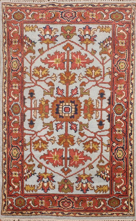 Light Blue Handmade Heriz Serapi Oriental Rug 3x5