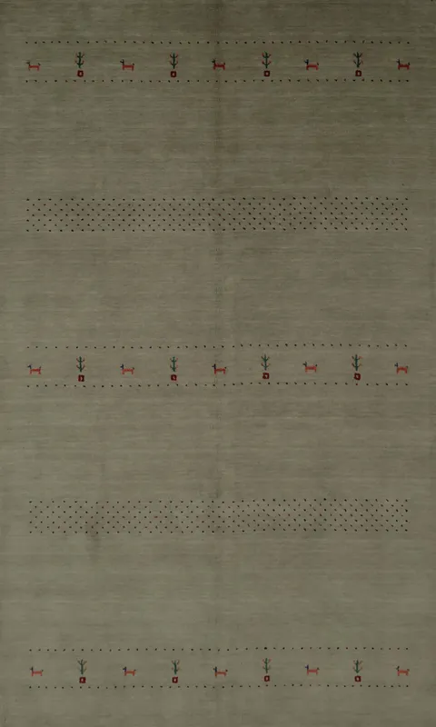 Versatile  Pale Green Rug with Unique Mid-Century Vibe 7x10