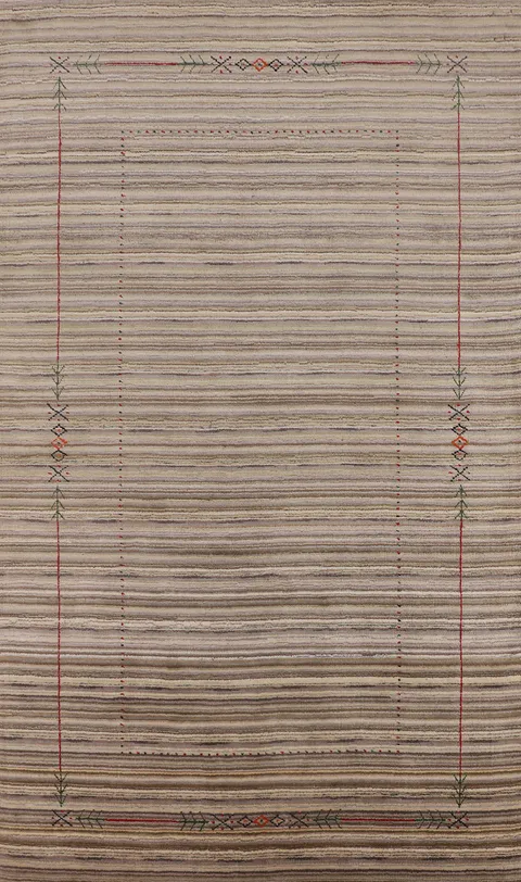 Striped Wool Handmade Gabbeh Indian Area Rug 5x8