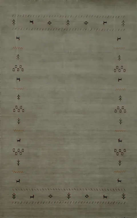 Minimalist Gabbeh Area Rug 7x10 with Subtle Tribal Accents