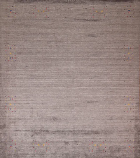 Wool Striped Gabbeh Square Indian Rug 10x10