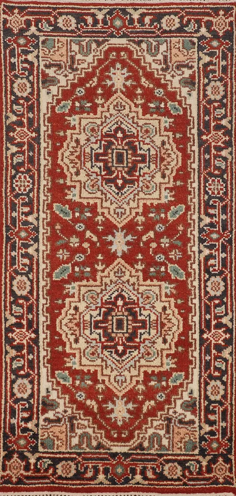 Geometric Wool Heriz Serapi Oriental Rug 3x6