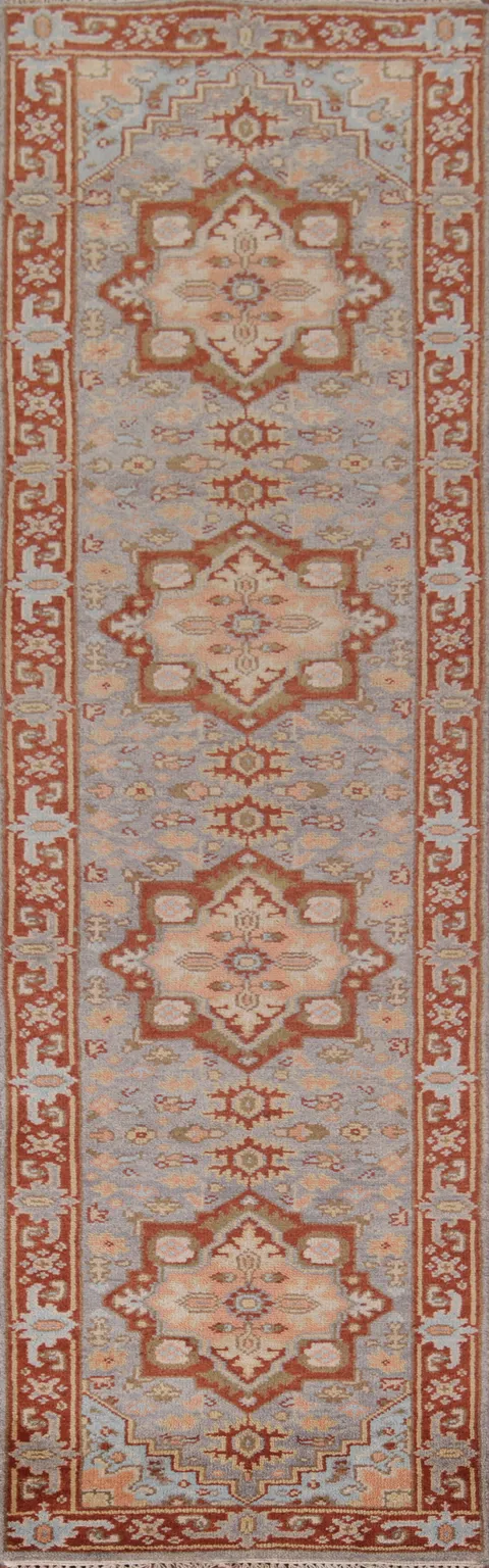 Geometric Wool Kazak Oriental Runner Rug 3x11