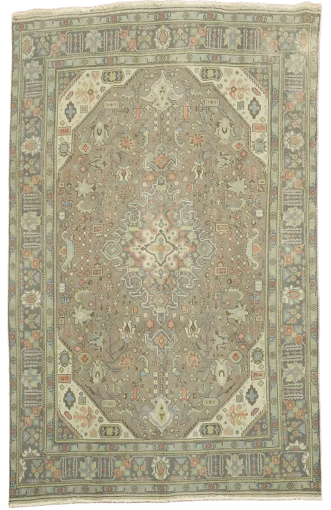 Vintage Taupe Brown Tabriz Persian Area Rug 8x11