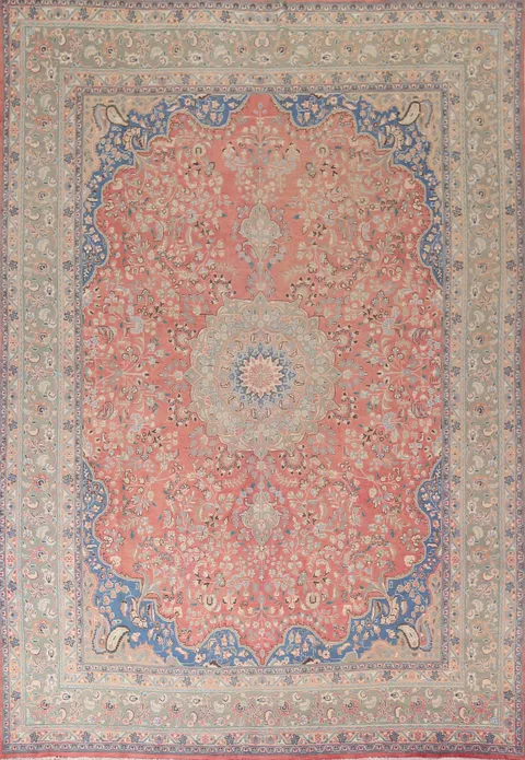 Handmade Floral Mashad Persian Area Rug 10x12