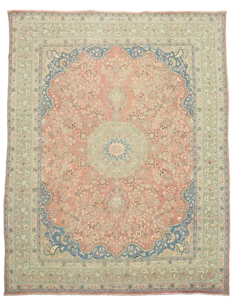 Handmade Floral Mashad Persian Area Rug 10x12