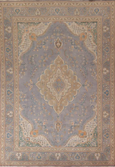 Vintage Blue Tabriz Persian Area Rug 10x13