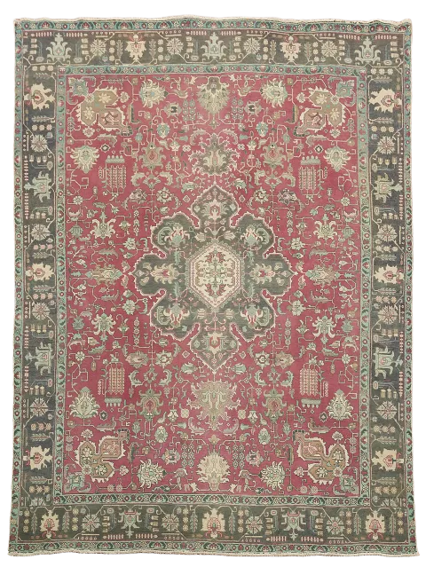 Vintage Fuchsia Pink Tabriz Persian Area Rug 10x13