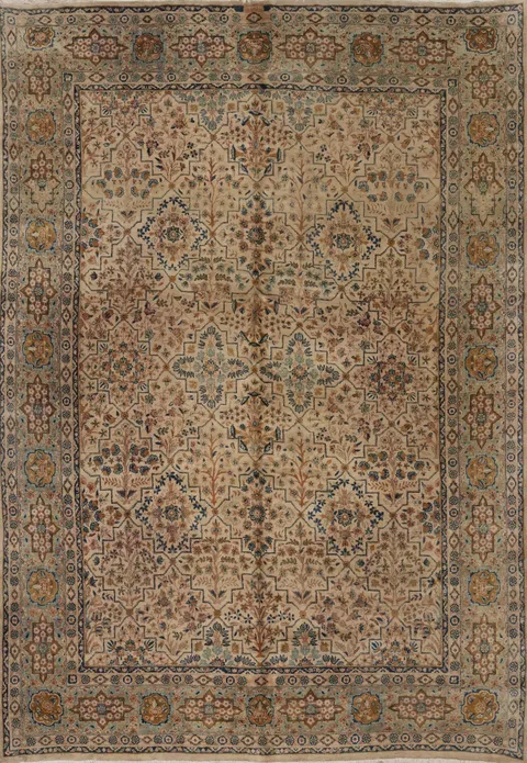 Vintage Wool Kashan Signed Persian Area Rug 8x12