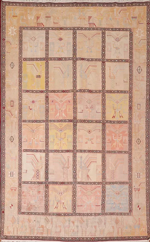 Tribal Silk Vintage Sumak Persian Area Rug 6x10