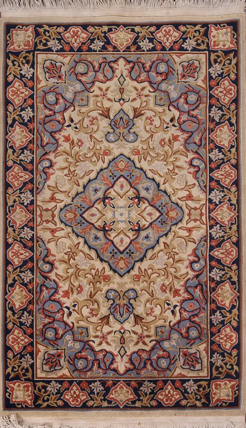 Vintage Wool Floral Art Deco Chinese Rug 3x5
