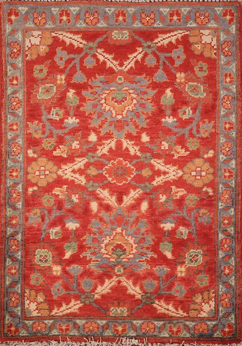 Red Floral Kazak Oriental Accent Rug 2x3