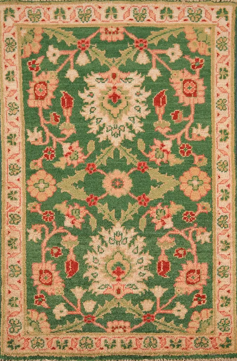 Handmade Green Kazak Oriental Accent Rug 2x3