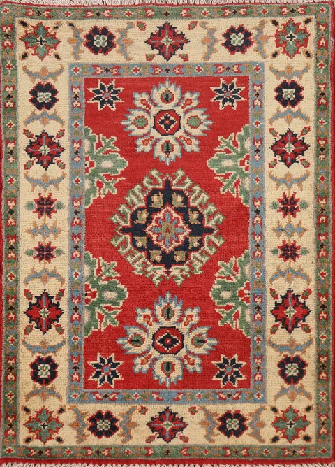 Red Handmade Kazak Oriental Foyer Rug 2x3